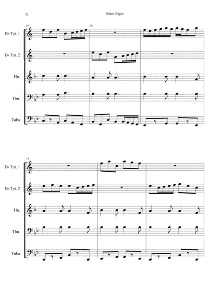 Silent Night Brass Ensemble scores gallery preview page 5