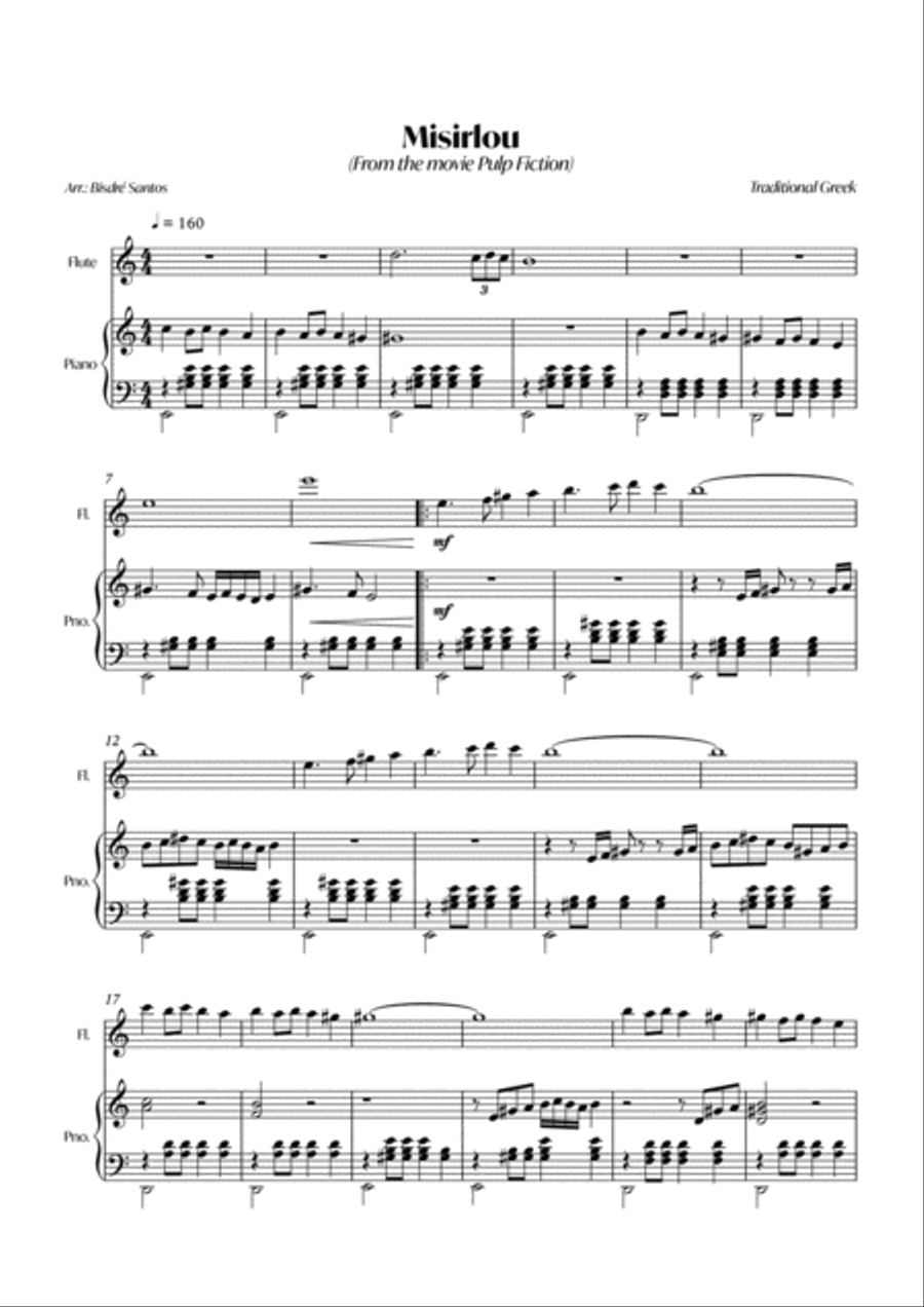 Misirlou (Traditional Greek) - Flute and Piano - Pulp Fiction Flute scores gallery preview page 2