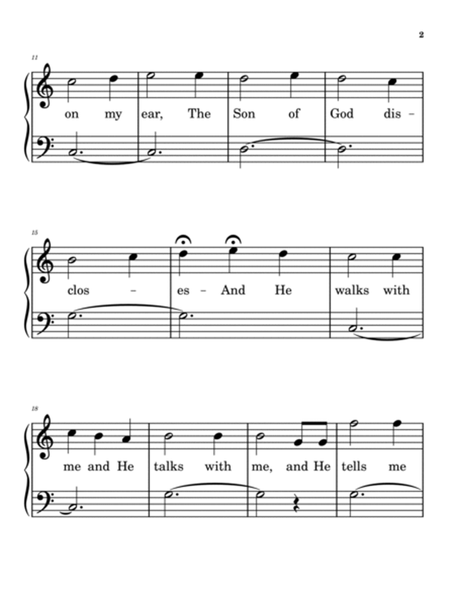 In The Garden Hymn LARGE PRINT Easy Piano Praise and Worship Hymn image number null