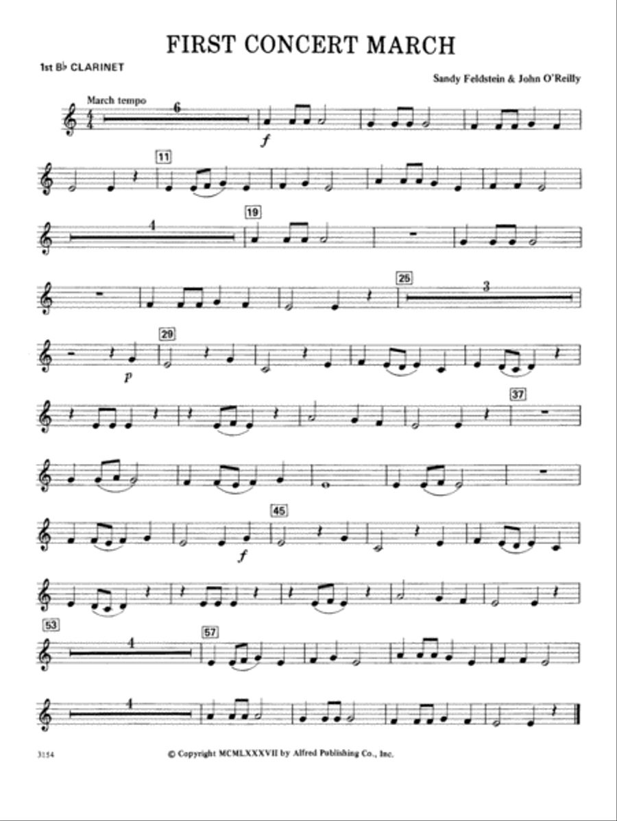 First Concert March: 1st B-flat Clarinet Concert Band scores gallery preview page 1
