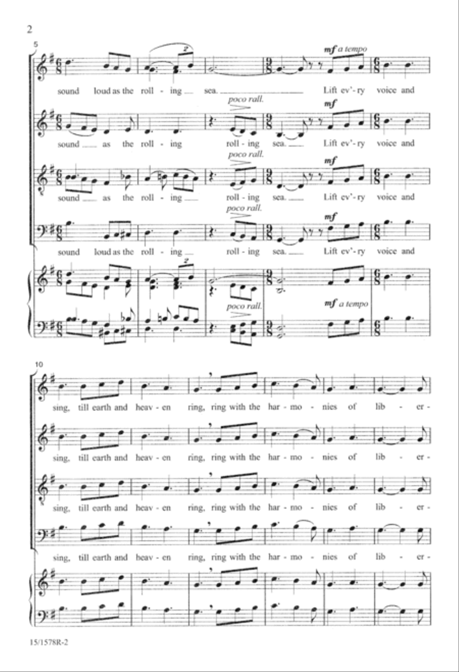 Lift Ev'ry Voice and Sing Divisi scores gallery preview page 2