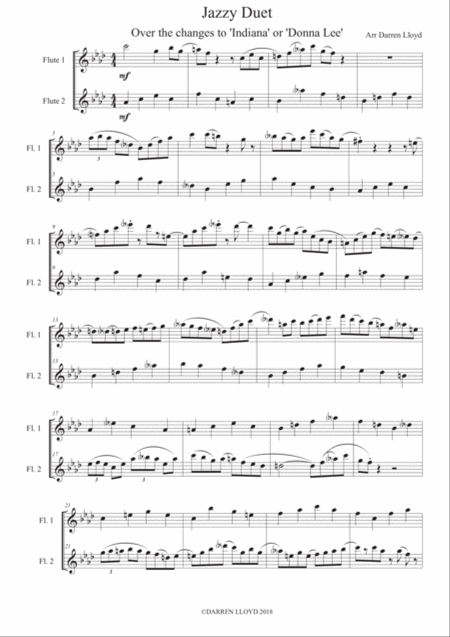 Flute duet (Over the changes to Donna Lee) Flute Duet scores gallery preview page 1