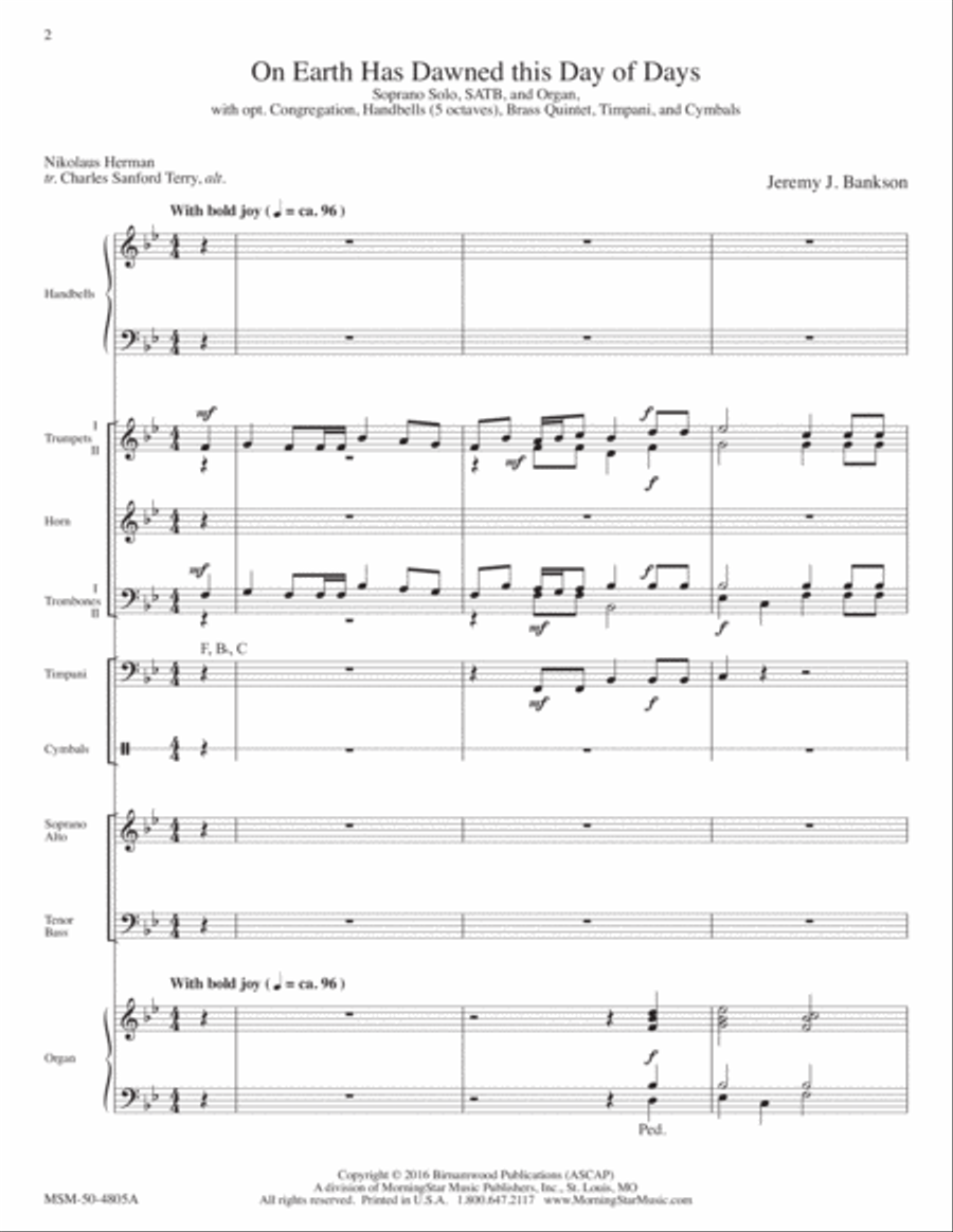 On Earth Has Dawned this Day of Days Choir scores gallery preview page 2