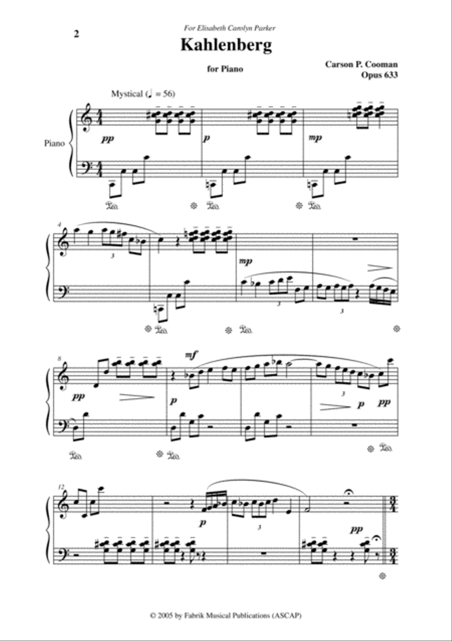 Carson Cooman: Kahlenberg for piano Easy Piano scores gallery preview page 2
