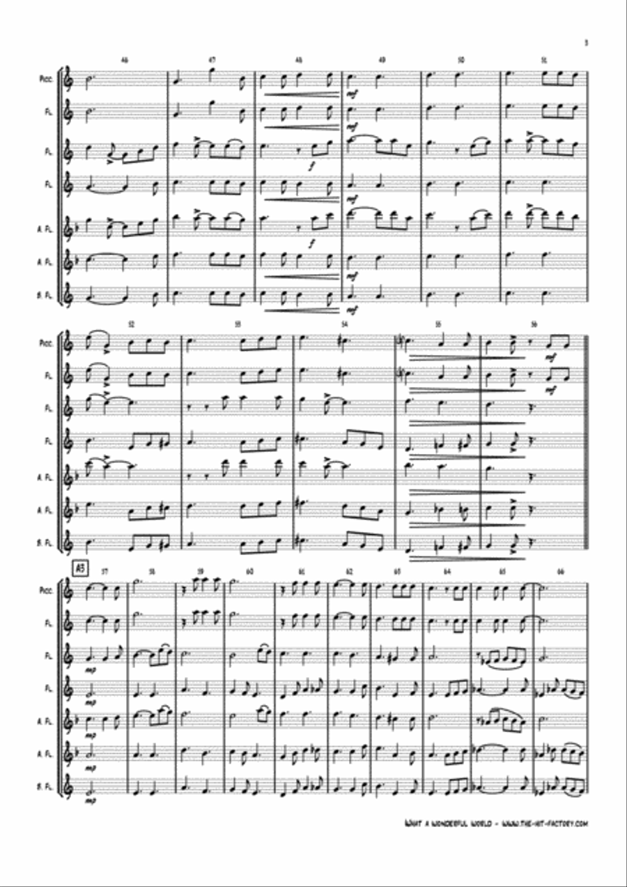 What A Wonderful World Woodwind Ensemble scores gallery preview page 3