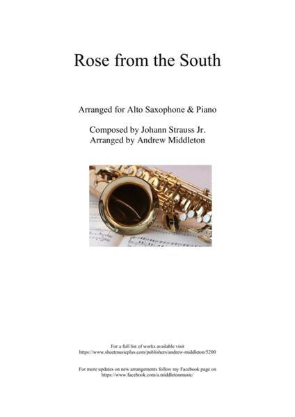 Roses of the South arranged for Alto Saxophone & Piano image number null