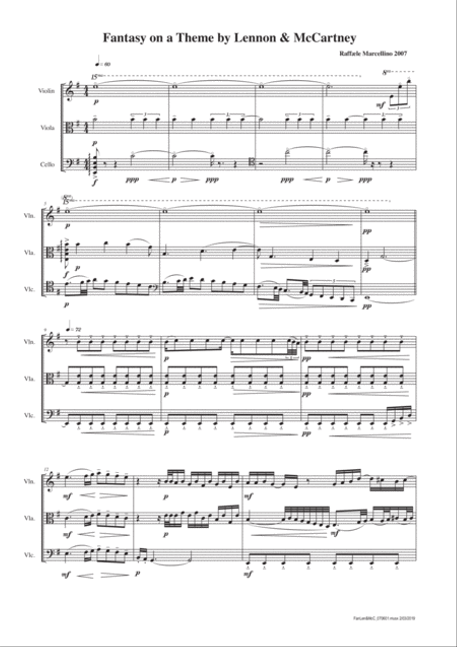 Fantasy on a Theme by Lennon & McCartney String Trio scores gallery preview page 1