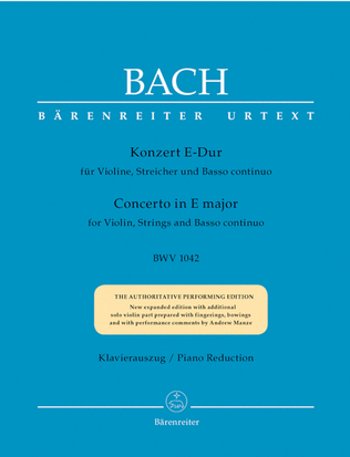 Book cover for Concerto for Violin, Strings and Basso continuo E major BWV 1042