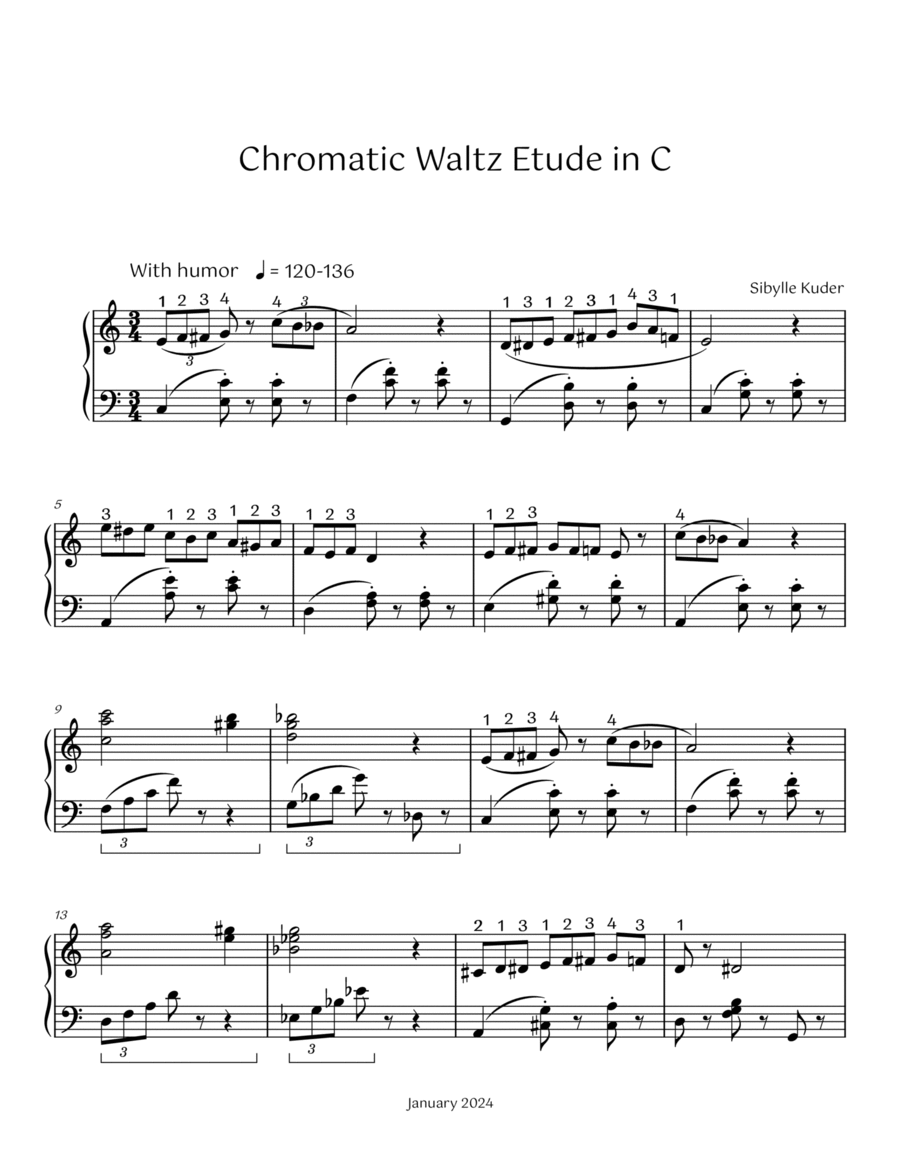 Chromatic Waltz Etude in C for Intermediate Piano image number null