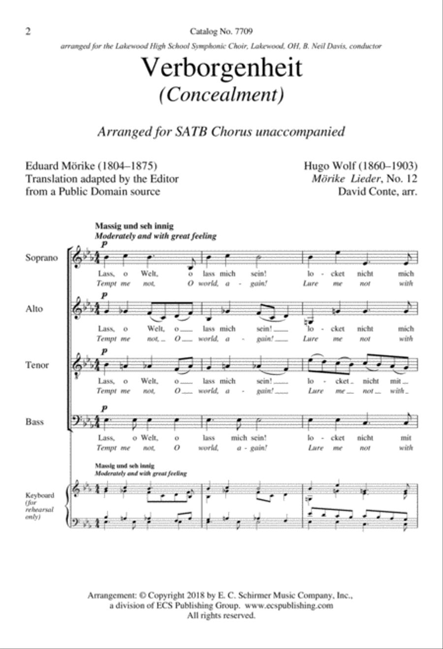Verborgenheit (Concealment) 4-Part scores gallery preview page 2