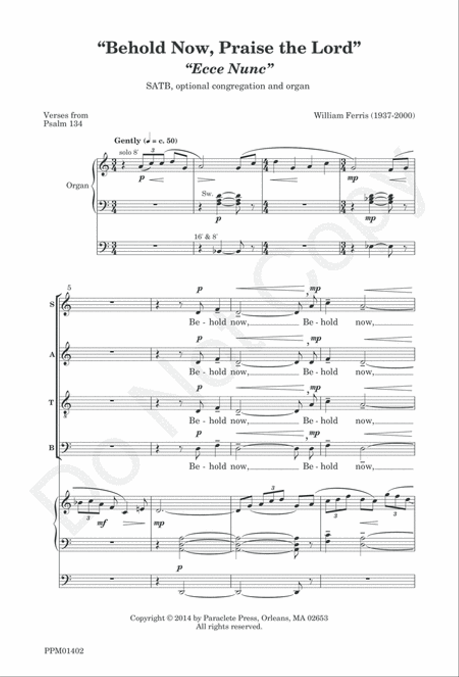 Behold Now, Praise the Lord 4-Part scores gallery preview page 4