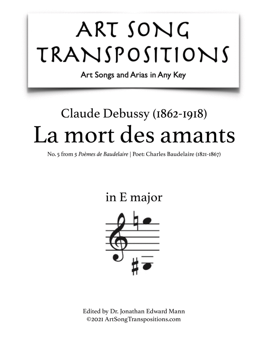 DEBUSSY: La mort des amants (transposed to E major) Voice scores gallery preview page 1