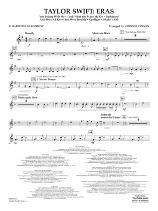 Taylor Swift: Eras (arr. Johnnie Vinson) - Eb Baritone Saxophone
