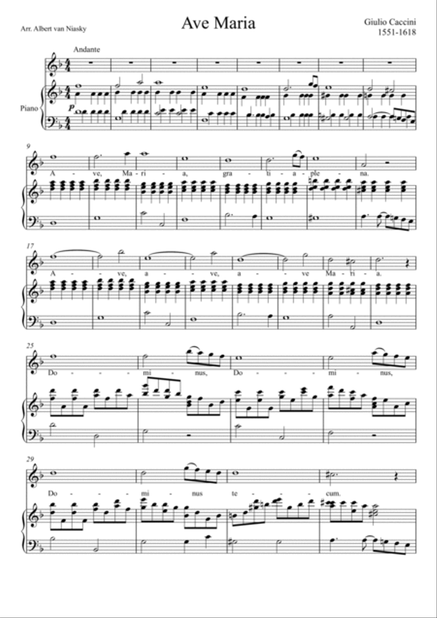 Ave Maria (Caccini) - F major key (or relative minor key) Piano Method scores gallery preview page 2