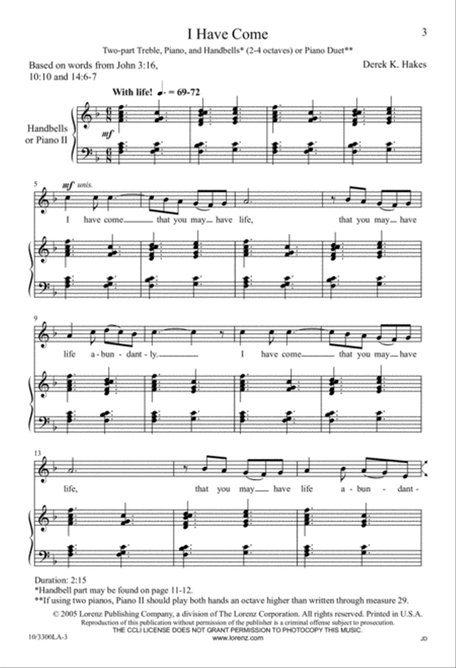 I Have Come 2-Part scores gallery preview page 4