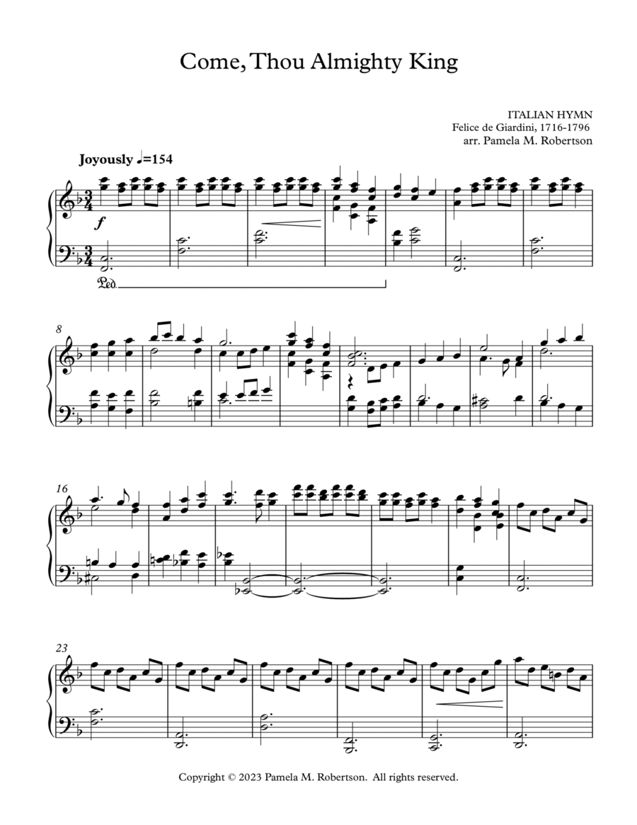 Come Thou Almighty King - Piano Solo