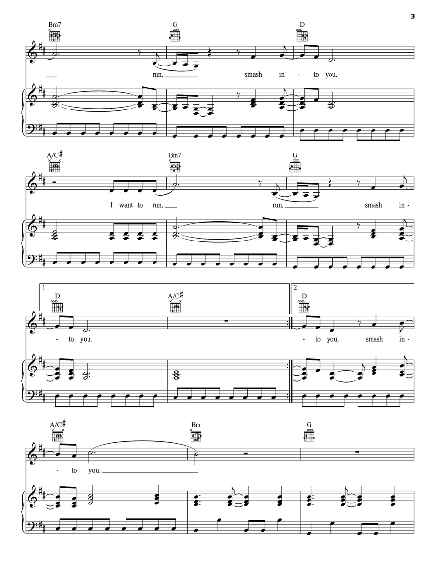 Smash Into You Piano, Vocal, Guitar scores gallery preview page 3