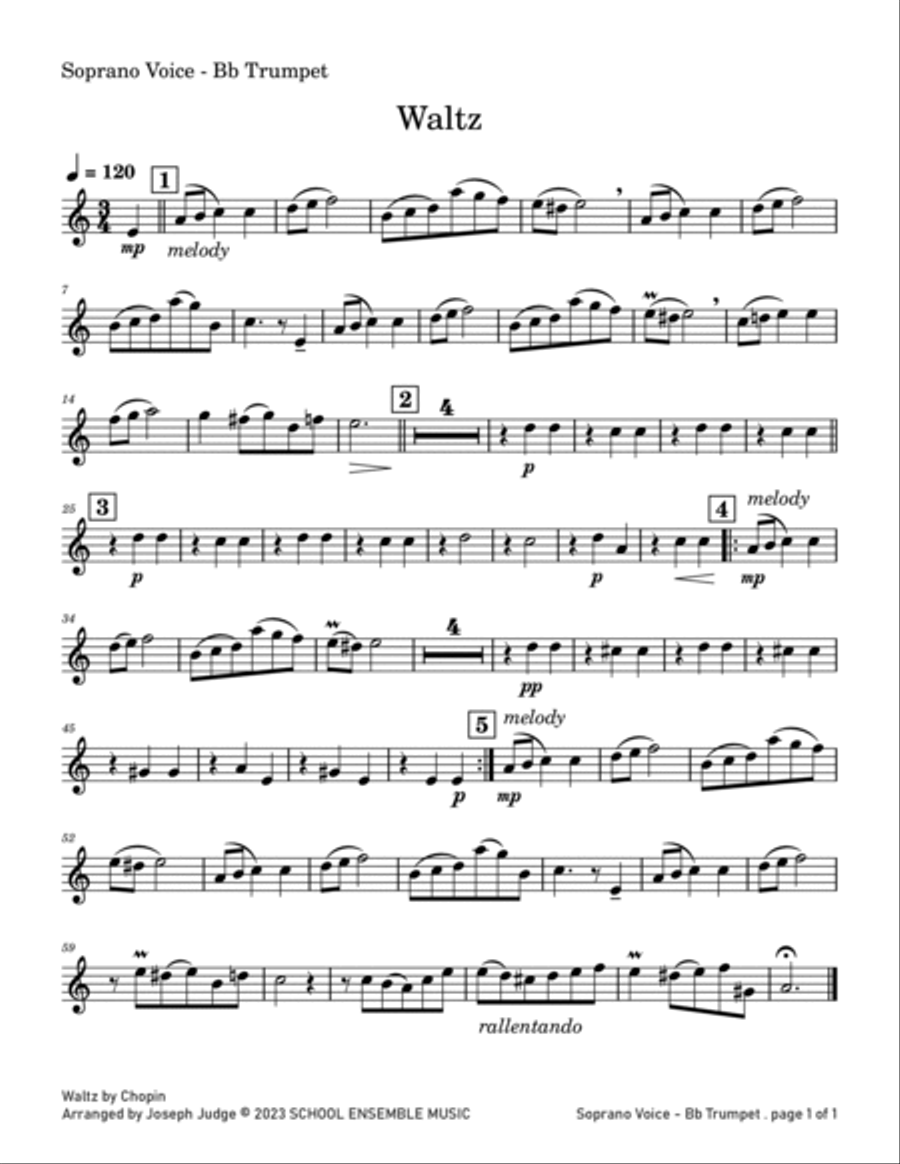 Waltz by Chopin for Brass Quartet in Schools Brass Quartet scores gallery preview page 6