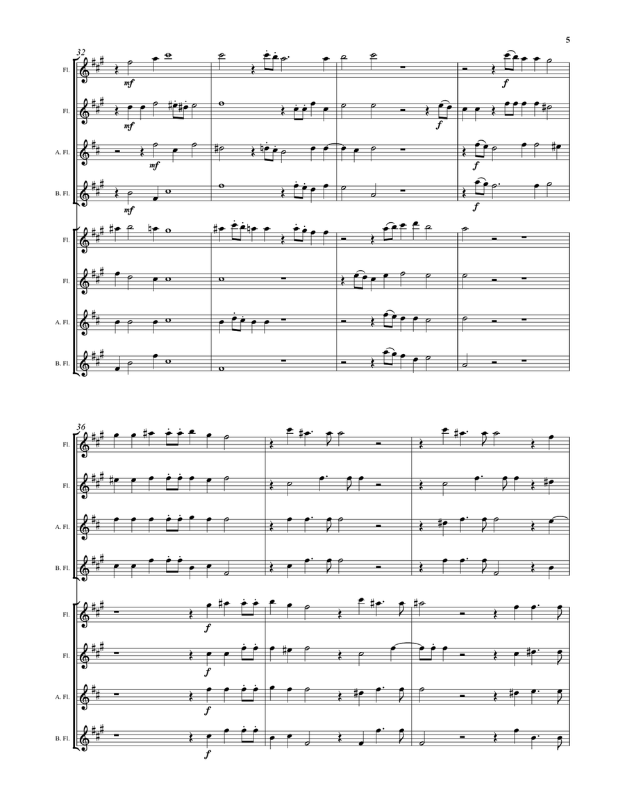 Buccinate in Neomenia Tuba (Blow the trumpet in the new moon) by Giovanni Croce for flute choir Flute Choir scores gallery preview page 5