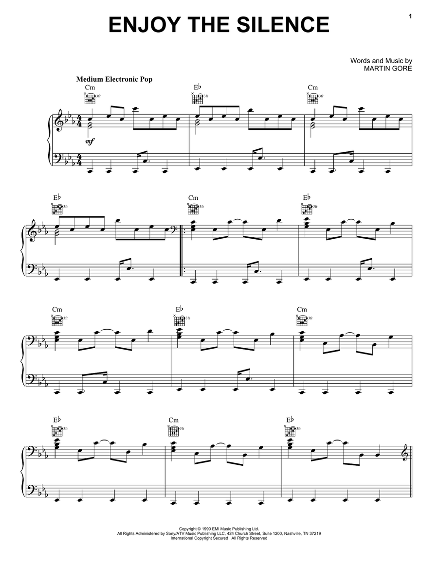 Enjoy The Silence Piano, Vocal, Guitar scores gallery preview page 1