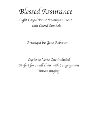 Blessed Assurance Light Gospel Piano - Vocal