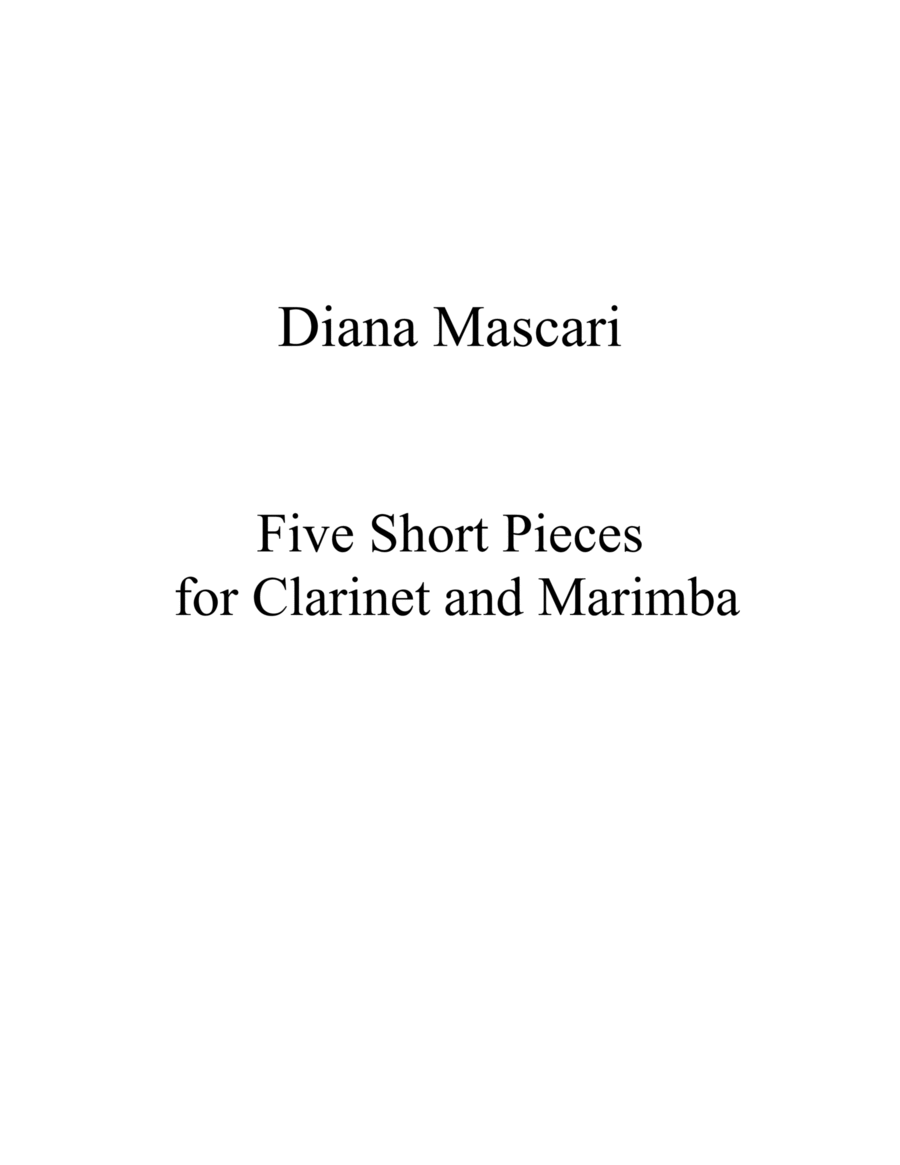 Five Short Pieces for Clarinet and Marimba Chamber Music scores gallery preview page 1