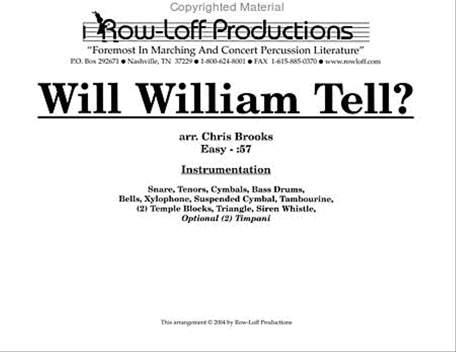 Will William Tell? Percussion Ensemble scores gallery preview page 2