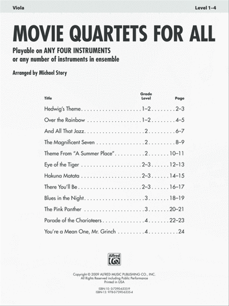 Movie Quartets for All Small Ensemble scores gallery preview page 2