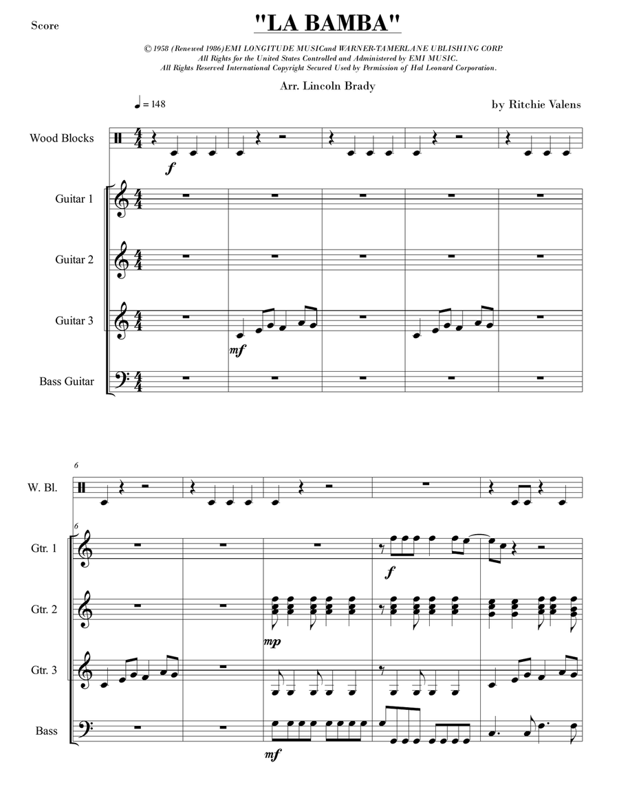 La Bamba Guitar Ensemble scores gallery preview page 3