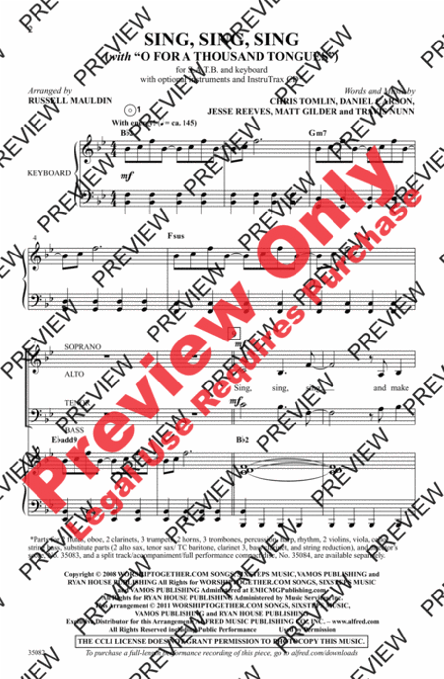 Sing, Sing, Sing Sing, Sing, Sing 4-Part scores gallery preview page 2