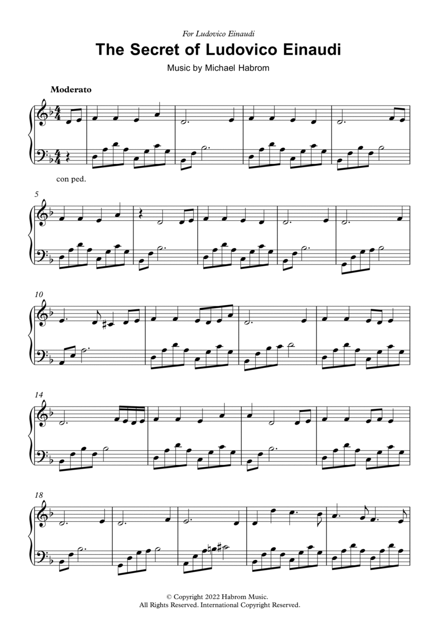 The Secret of Ludovico Einaudi Piano Solo scores gallery preview page 1