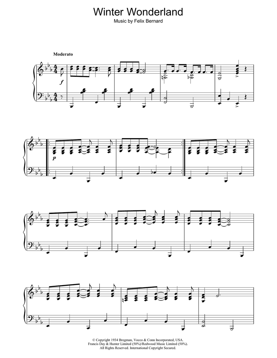 Winter Wonderland Piano Solo scores gallery preview page 1