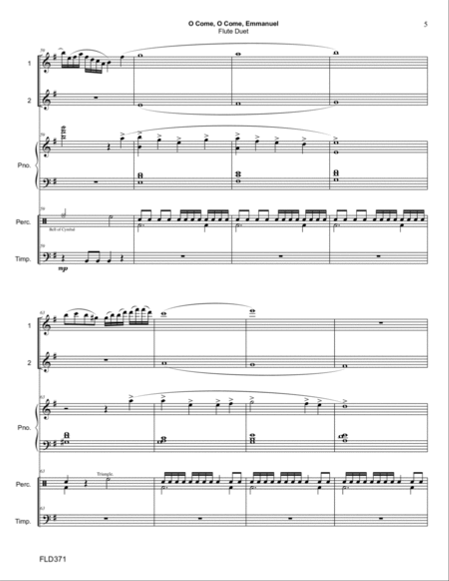 O COME, O COME EMMANUEL/COME THOU LONG-EXPECTED JESUS - FLUTE DUET with Piano & optional Percussion Flute Duet scores gallery preview page 5