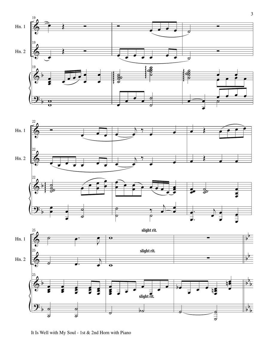 IT IS WELL WITH MY SOUL (Trio - French Horn 1 & 2, and Piano with Score and Parts) Brass Trio scores gallery preview page 3