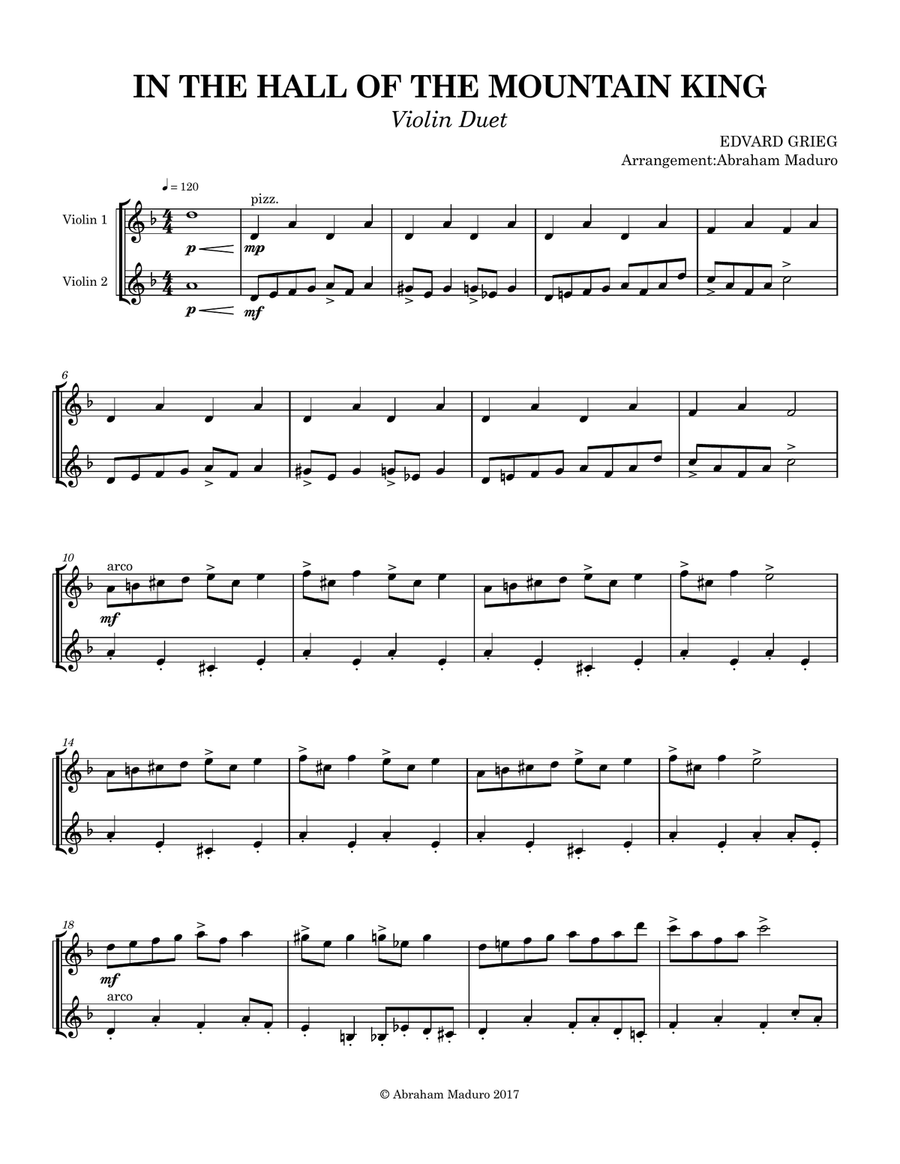 In The Hall Of The Mountain King Violin Duet String Duet scores gallery preview page 2