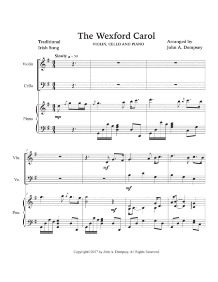 The Wexford Carol (Piano Trio): Violin, Cello and Piano image number null