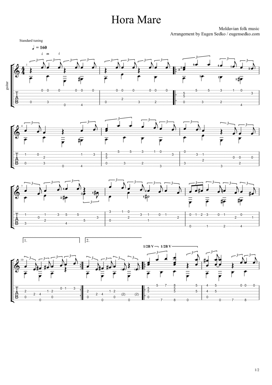 Hora Mare - Moldavian/Romanian music for guitar image number null