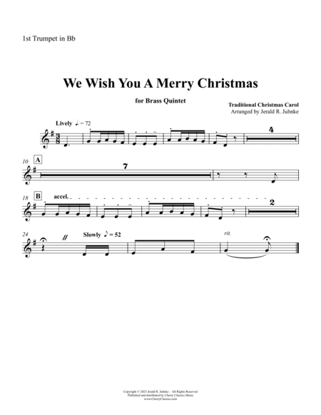 We Wish You a Merry Christmas for Brass Quintet image number null