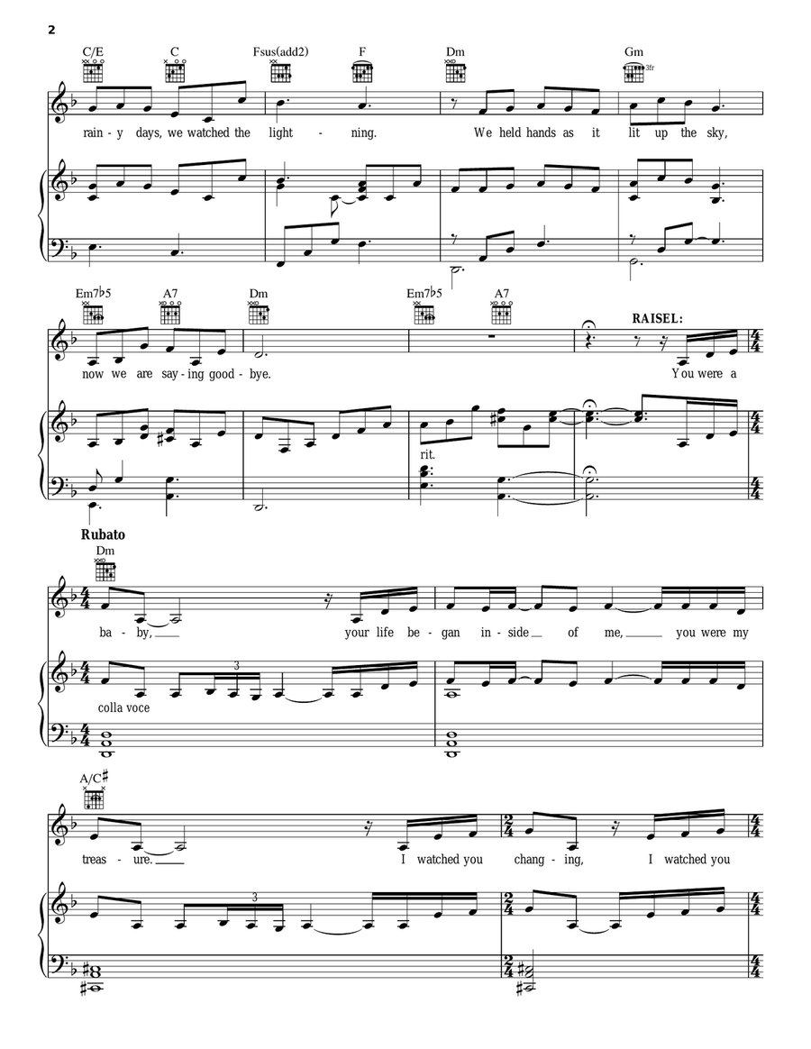 Saying Goodbye Piano, Vocal, Guitar scores gallery preview page 2