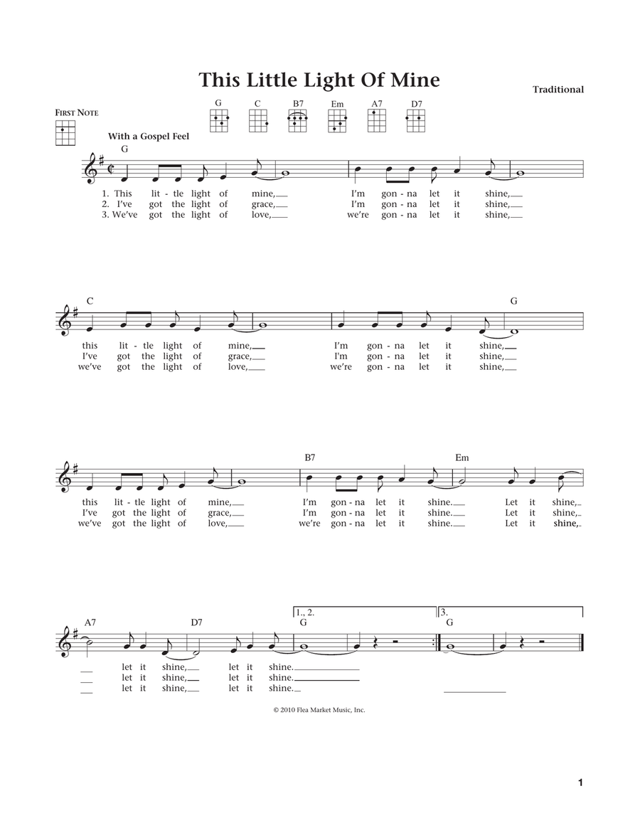 This Little Light Of Mine (from The Daily Ukulele) (arr. Liz and Jim Beloff) Ukulele scores gallery preview page 1
