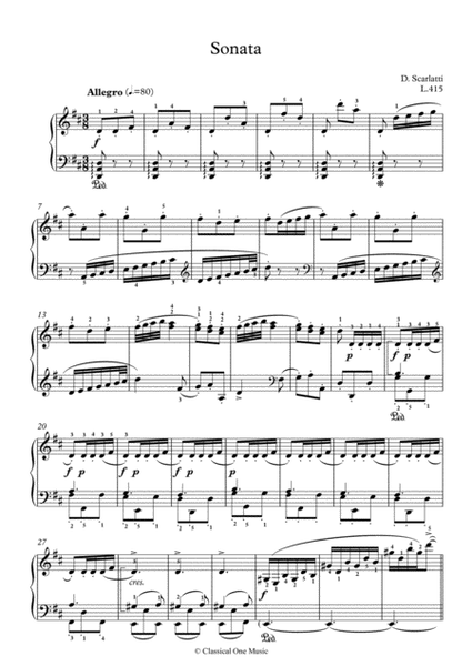 Scarlatti-Sonata in D-Major L.415 K.119(piano) image number null