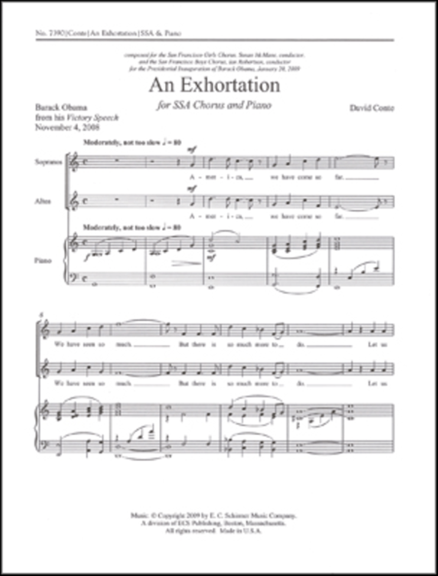 An Exhortation An Exhortation SSA scores gallery preview page 1
