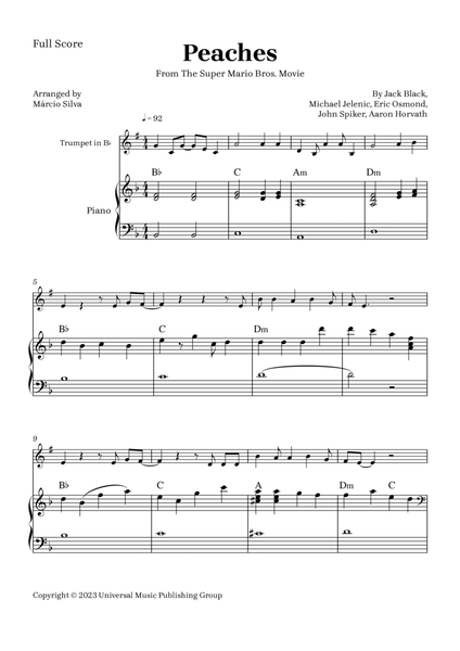 Peaches from 'The Super Mario Bros. Movie' Sheet Music in Bb