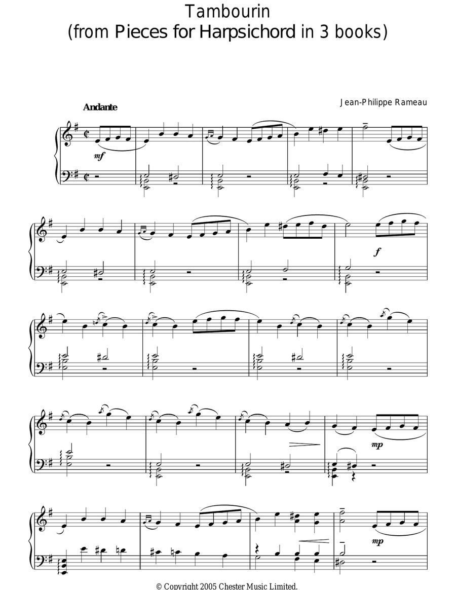 Tambourin Tambourin Piano Solo scores gallery preview page 1