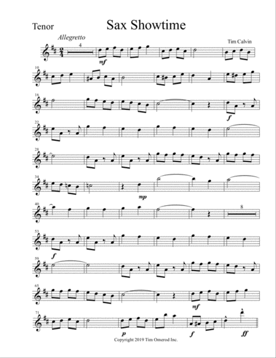 Sax Showtime Tenor Saxophone scores gallery preview page 1