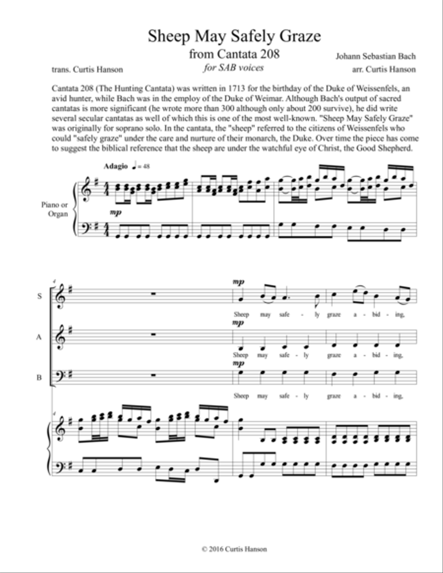 Sheep May Safely Graze (SAB) 3-Part scores gallery preview page 1
