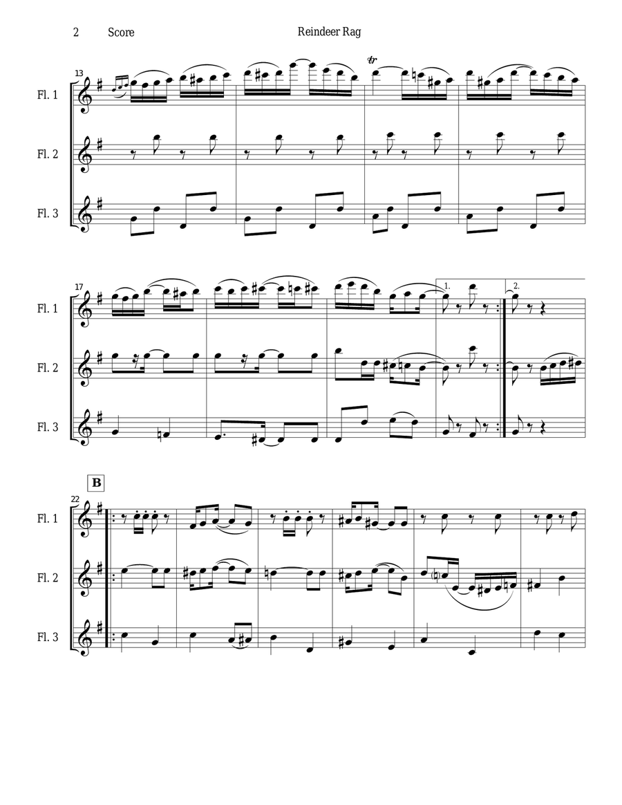 Reindeer Rag for Flute Trio Flute Trio scores gallery preview page 2