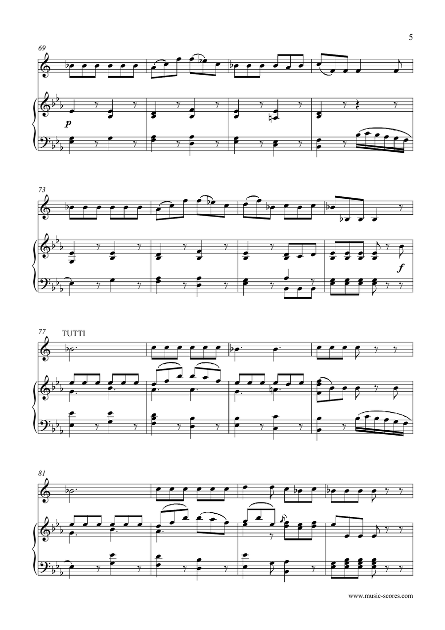 3rd Movement, Rondo, from Mozart's Horn Concerto no. 4 - French Horn and Piano Piano scores gallery preview page 5