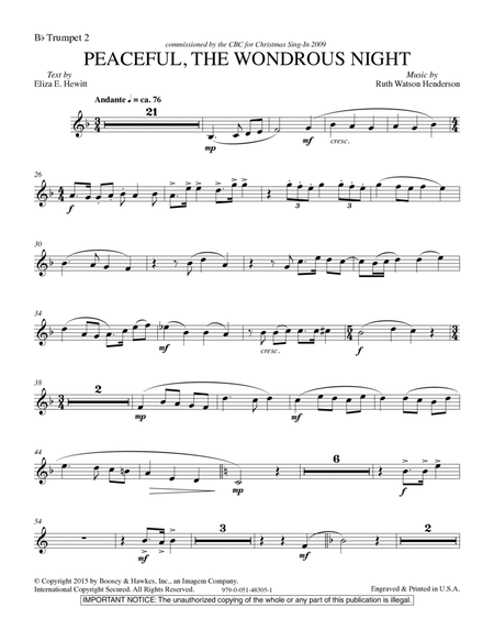 Peaceful the Wondrous Night - Bb Trumpet 2