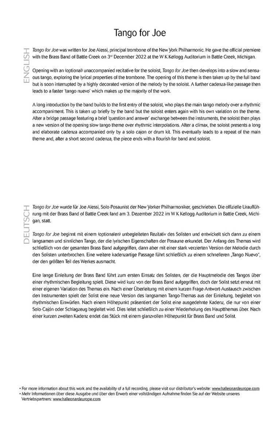 Tango for Joe Tango for Joe Brass Band scores gallery preview page 2